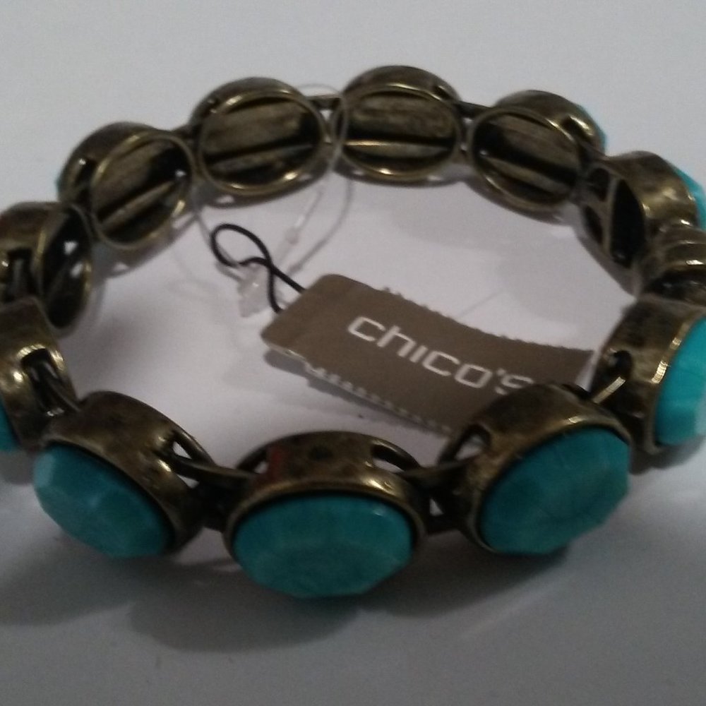 Chicos Bangle Turquoise Gold MagneticBoxed NWT